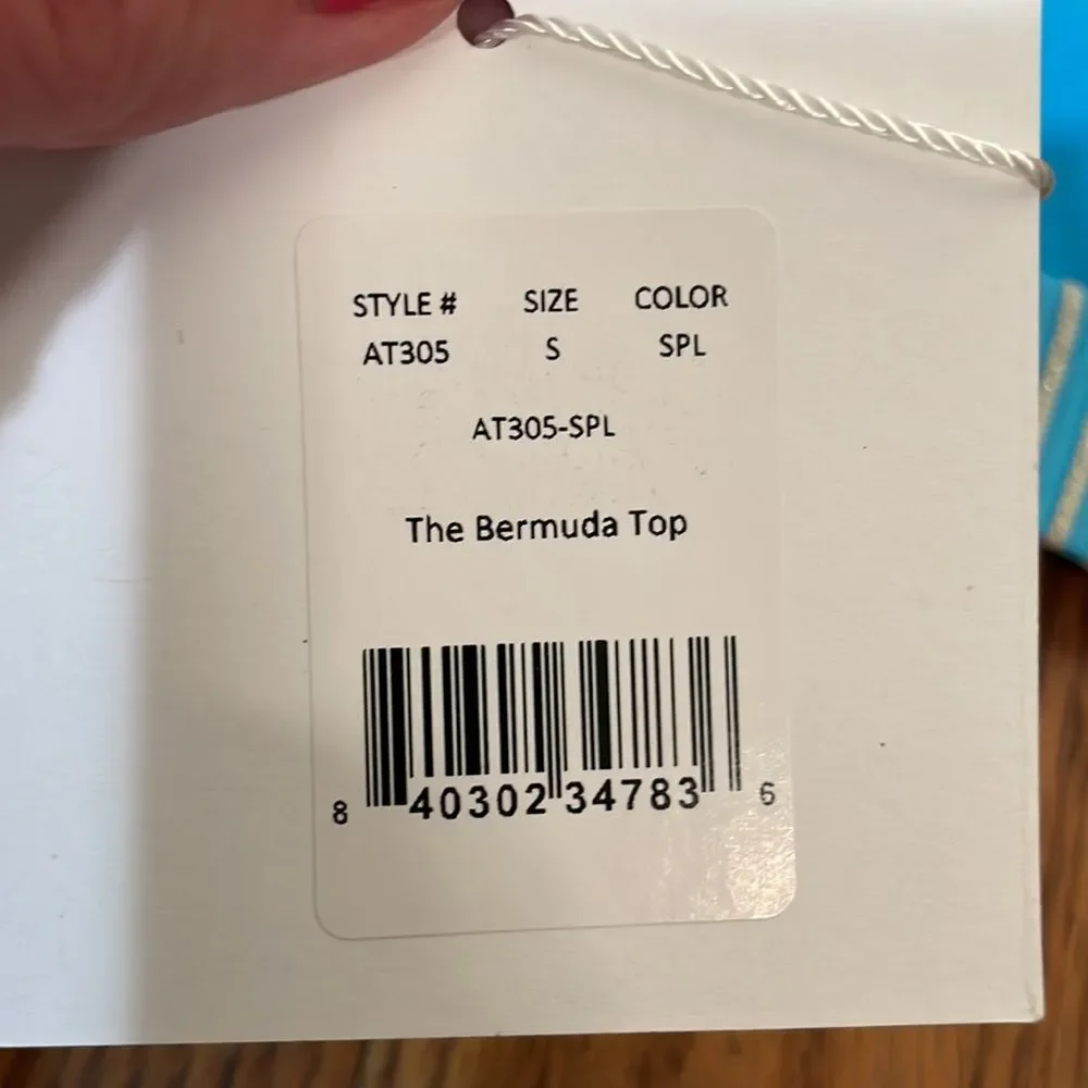 Andie x Mindy The Bermuda bikini top stripe splash Blue‎ gold size small NWT